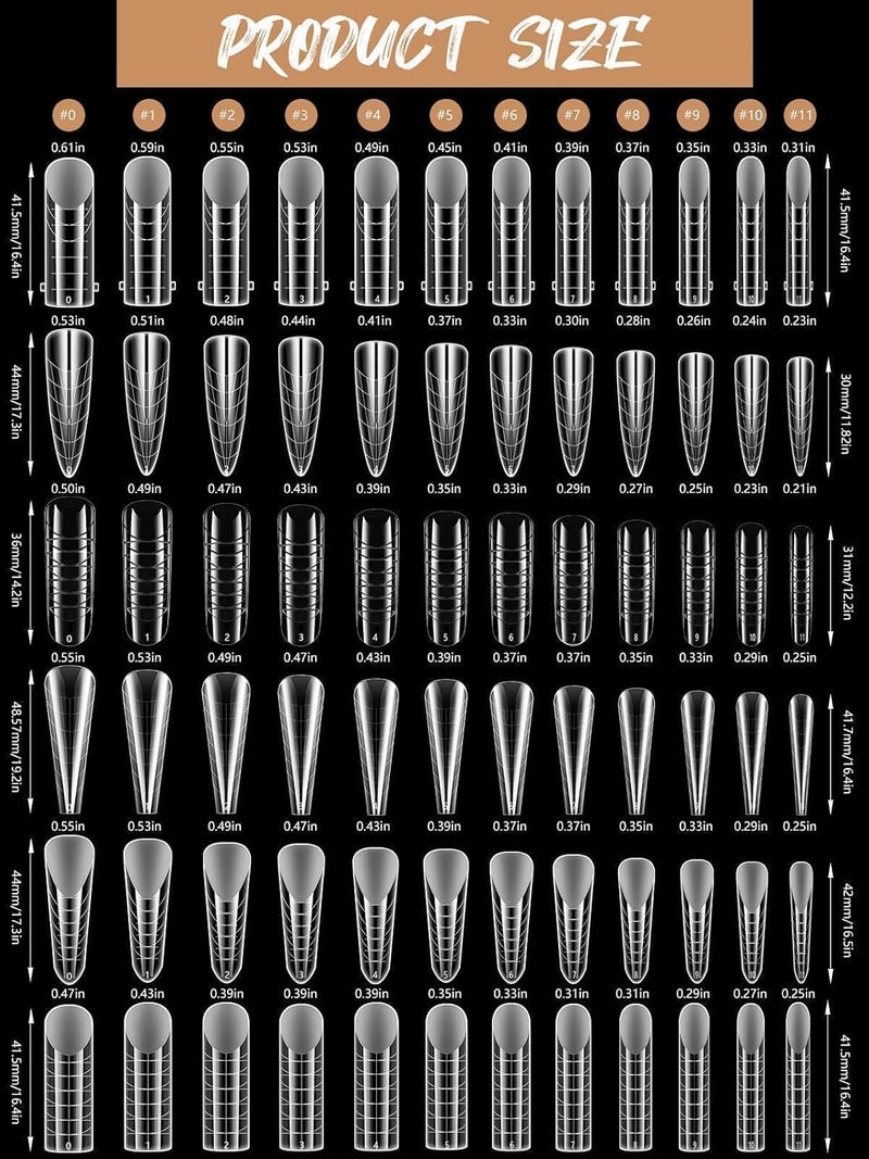 EBANKU 288PCS Poly Extension Gel Dual Nail Forms, Stiletto Coffin Acrylic Nail Forms for French Nails, 76PCS Duet System Dual Forms Sticker Silicone Pads, 6 Styles Scale for Manicure Extension - Image 2